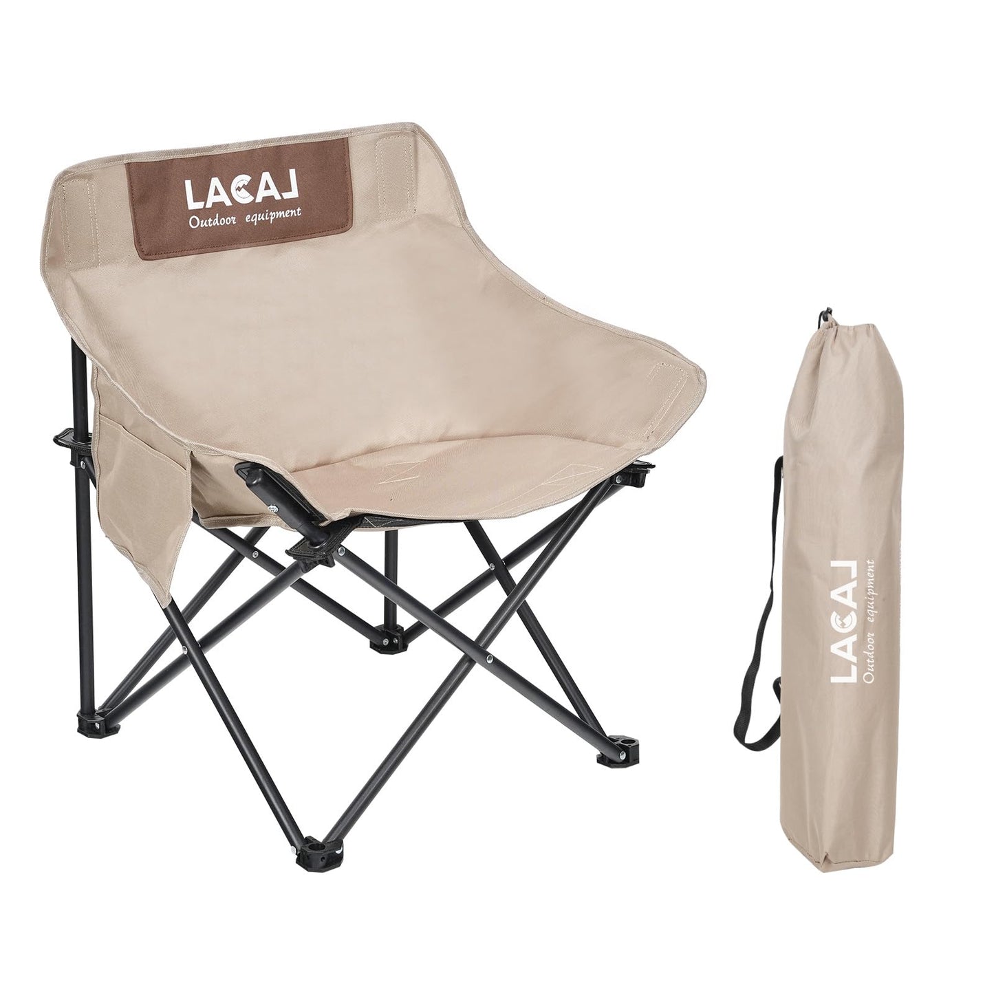 G2 GO2GETHER Portable Camping Chair, Outdoor Folding Chair, Oxford Cloth Backpacking Chair with Aluminum Frame,264lbs Support,No Installation (Khaki,1Pack)