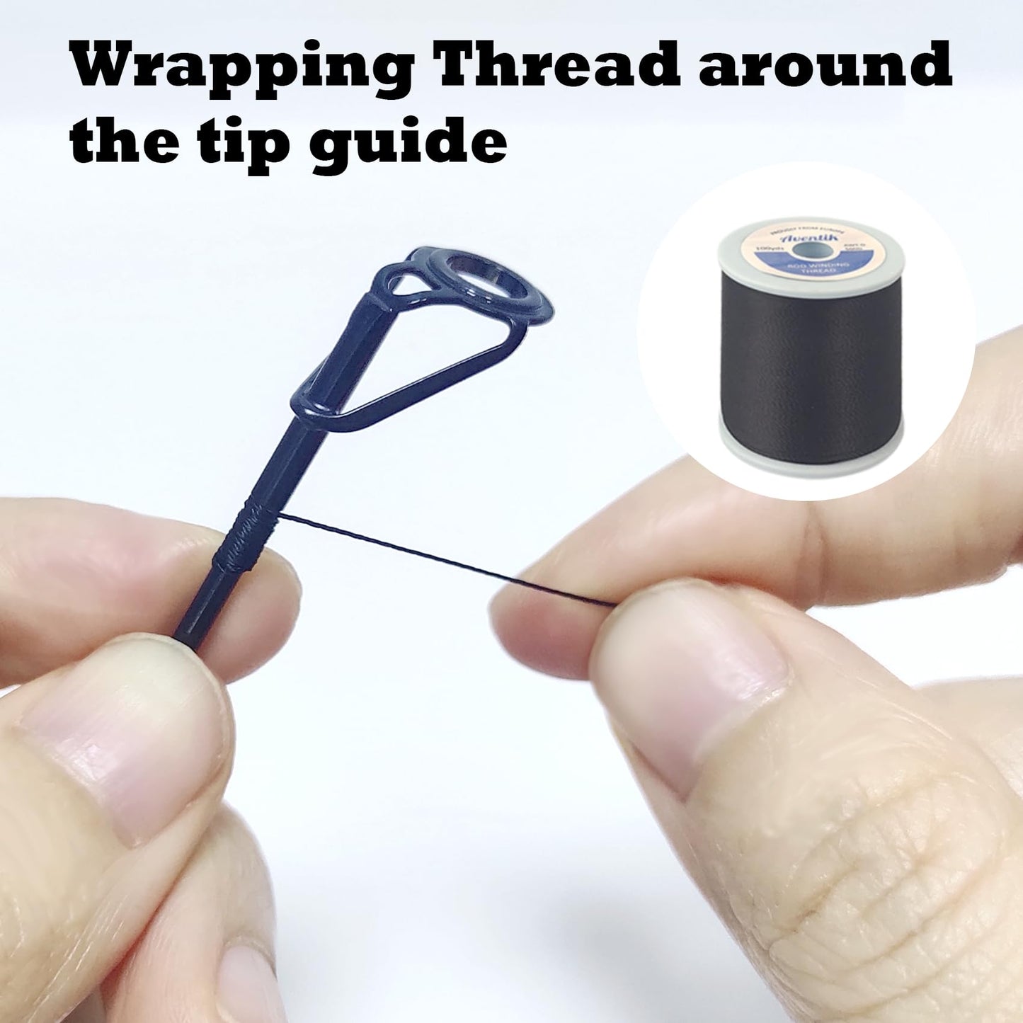 Aventik Fishing Rod Repair Kit Complete Supplies with Two-Part Epoxy Resin, 500D Wrapping Thread, Clipper, and Masking Tape Fishing Pole Repair Kit