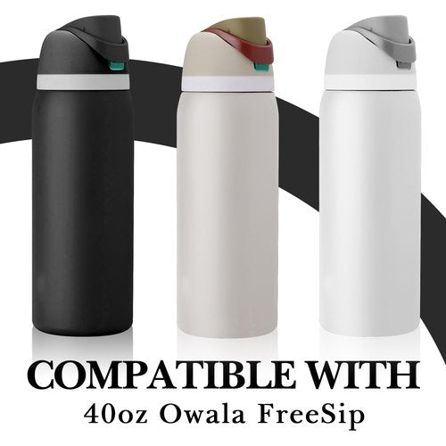 Linkidea 2 Pack Water Bottle Boot Compatible with Owala FreeSip 40oz, Silicone Anti-Slip Bottle Bottom Bumper Protector (Clear White)