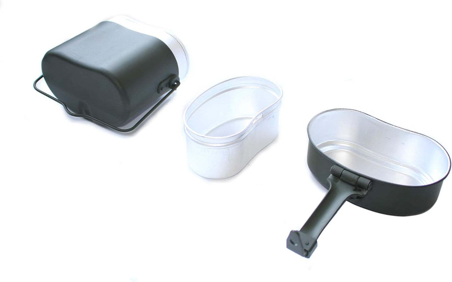 ANQIAOGreen Collectibles WWII WW2 German M31 Mess Kit Tin with Leather Strap Dinner Box 3 Parts in 1