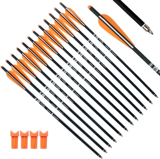 20inch Hunting Archery Carbon Arrow Crossbow Bolts with 4" vanes Feather and Replaced Arrowhead/Tip(Pack of 12) …