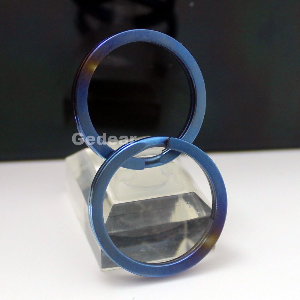 2pcs Titanium Ti Key Chain Key Ring Split Ring Size L 32mm Anodized Blue