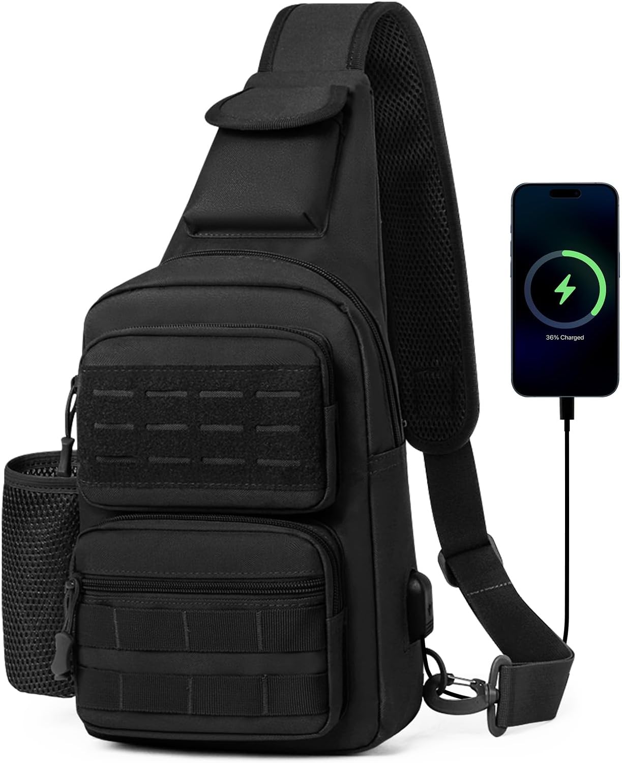 HUNTVP Small Tactical Sling Chest Pack Bag Molle Daypack Backpack Military Crossbody，Type1- ACU Camouflage