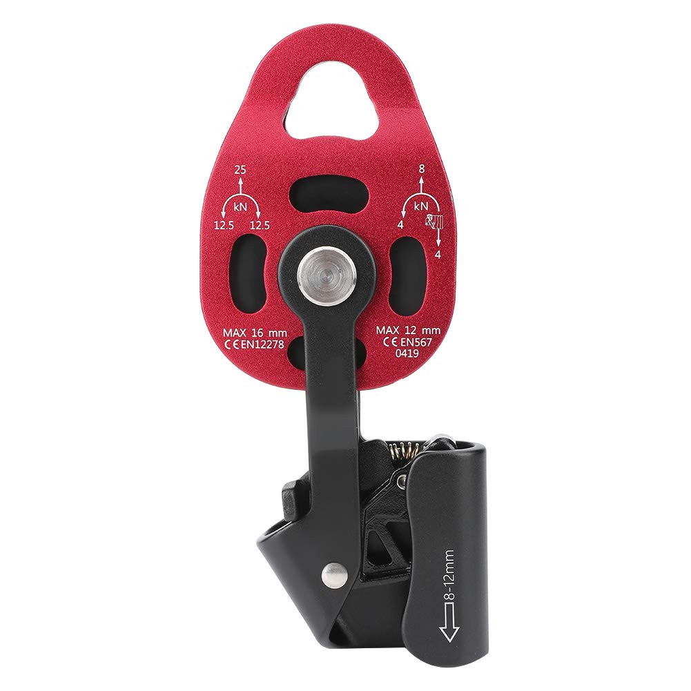 4kn Climbing Pulley, Aluminium Heavy Duty Single Swivel Rope Pulley Block Designed for 8-12mm Climbing Rope, Ideal for Rope Climbing and Pulley Systems