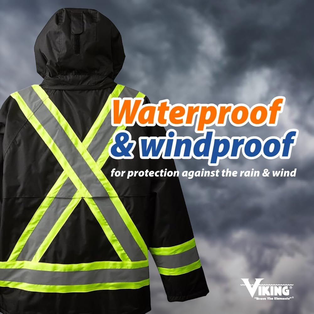 Viking Professional Insulated Journeyman 300D Trilobal Rip-Stop FR Jacket - Waterproof Flame Retardant Hi Vis Jackets for Men