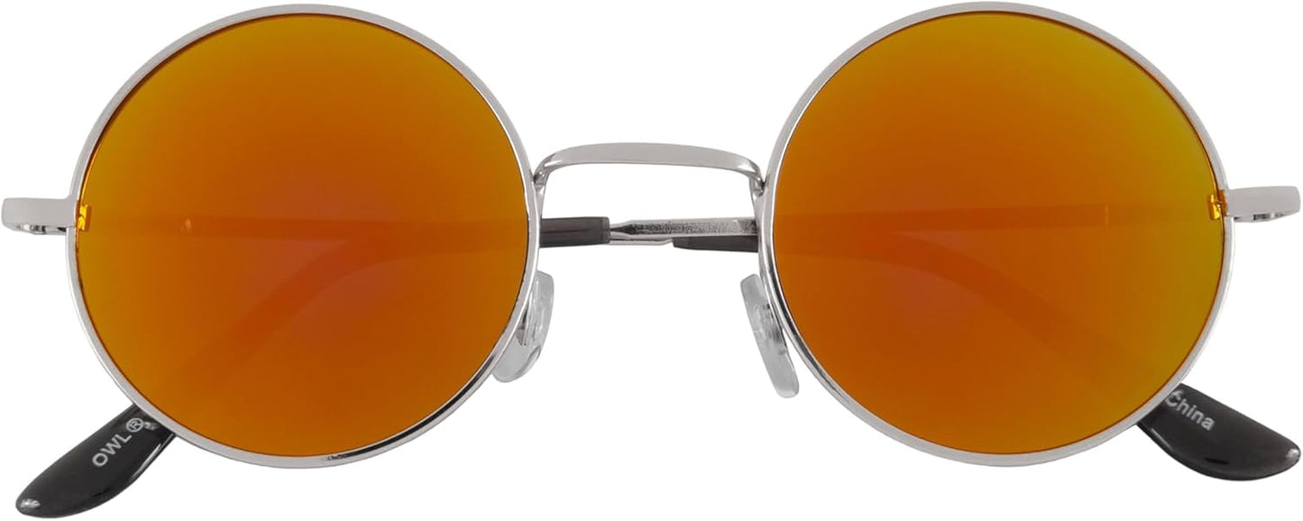 OWL Round Sunglasses Metal Frame Hippie Sunglasses UV400 Polycarbonate Circle Lens John Lennon Sunglasses for Men Women