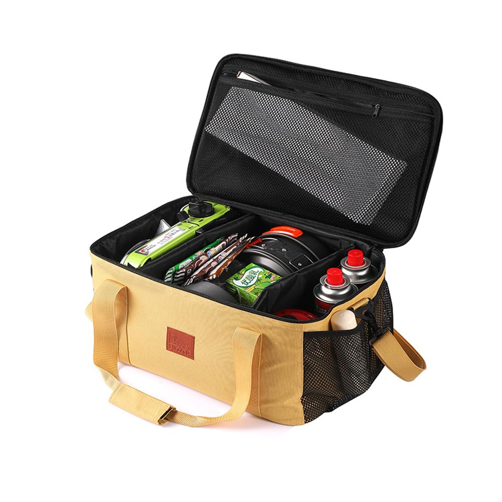 Jaugufiy Camping Cookware Storage Bag, Camping Cooking Utensils Organizer, Camping Storage Handbag, Barbecue Tool Storage Bag, Cookware Utensils Kit Travel Hanging Bag Outdoor Equipment Carry Bag
