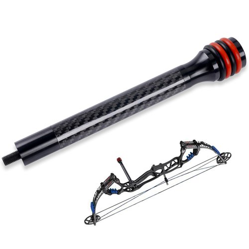 VOHEZPT 6 inch Archery Bow Stabilizer - Carbon Fiber Bow Balance Bar with Damping System and Weights Kit for Compound, Recurve Bow Hunting Archery Accessory Equipment