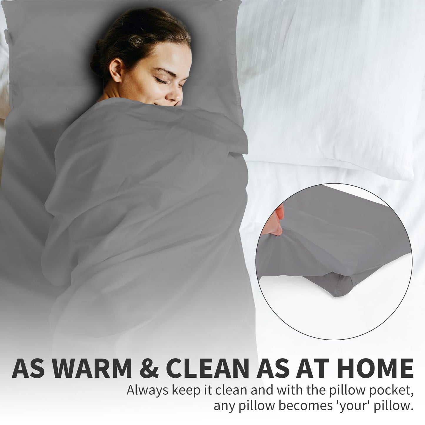 JAICOM Sleeping Bag Liner - Travel Sheet & Adult Sleep Sack, Lightweight Double Travel Sheet Camping Sheets for Backpacking, Hotels & Hostels, Outdoor