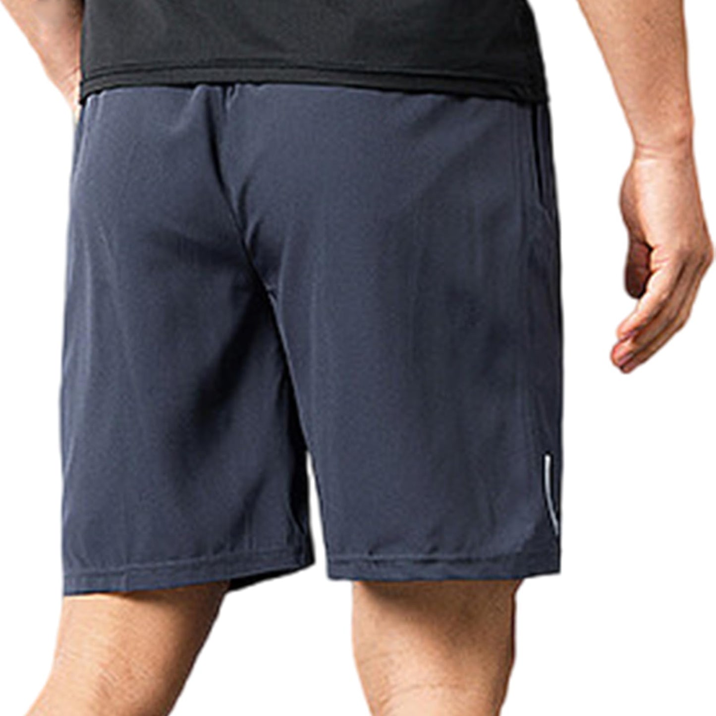 IBIH Men's Ice Silk Cooling Quick Dry Running Shorts Lightweight Breathable Gym Workout Short with Zipper Pocket Elastic,Grey,Medium