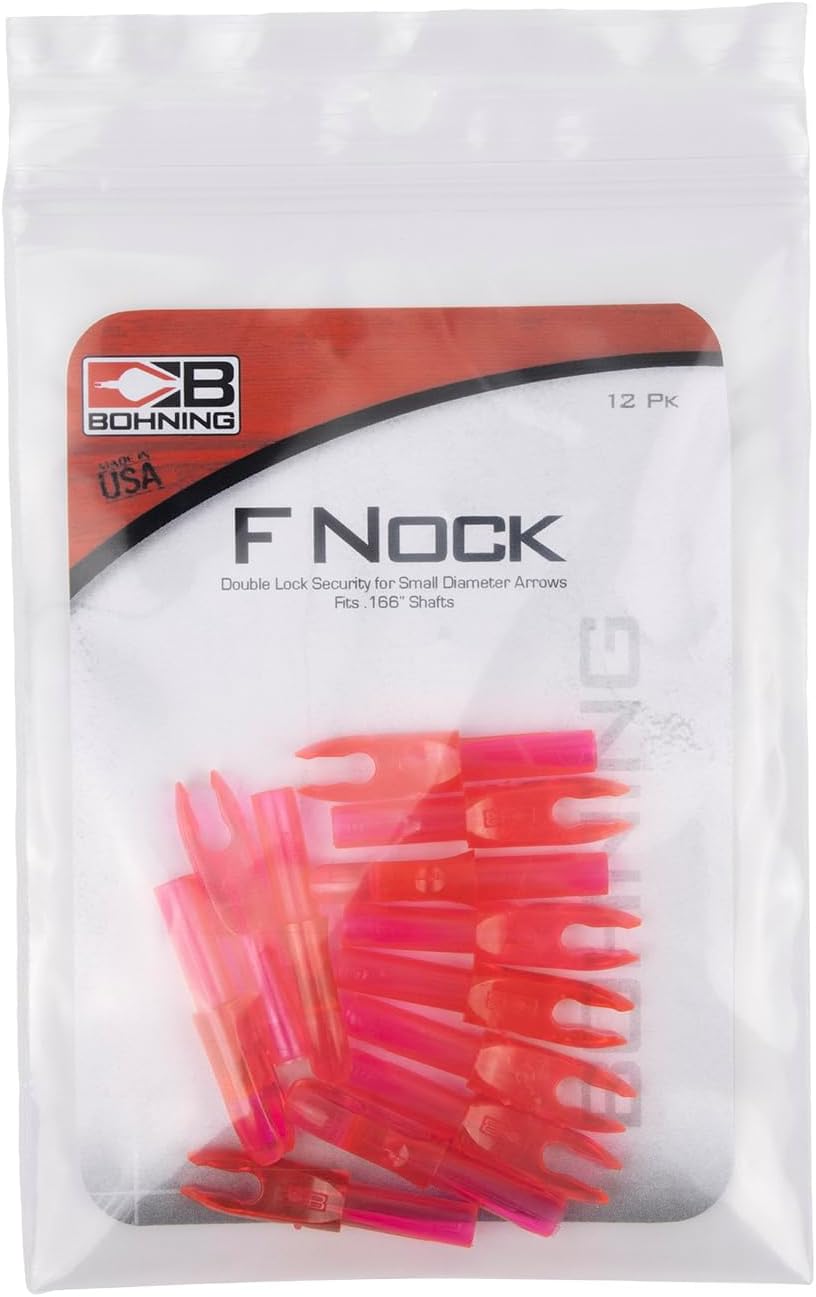 Bohning F Nock - .166 Shafts (4mm, VAP, Nano, Micro), 12 Pack, Rose Pink