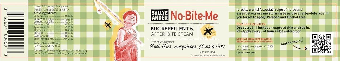 SALLYEANDER No Bite Me All-Natural Bug & Insect Repellent - Anti Itch Cream - 2 oz - Safe for Kids and Infants - Repels Mosquitoes, Black Flies, Fleas, and Ticks