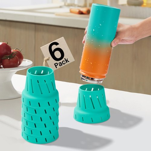 CDYJLDY Water Bottle Drying Rack: Simple Silicone Bottle Rack for Faster Drying - Portable Cup Bottle Accessories Fits for Stanley Owala Hydro Flask CamelBak Cirkul Yeti(Green 6 Pack)