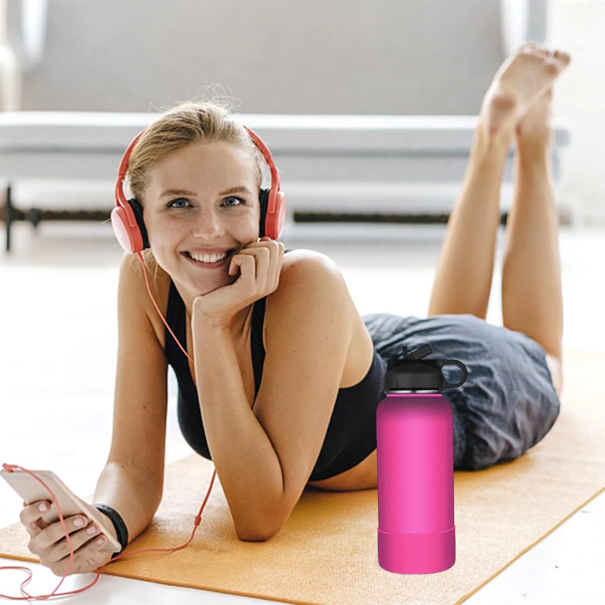 6 PCS Protective Silicone Bottle Boot Silicone Water Bottle Protective Boot Bottom Boot Sleeve Cover Bottle Bumper Silicone Sleeve Silicone Bottom for Hydroflask Boot 12-24oz Avoid Scratches & Noise