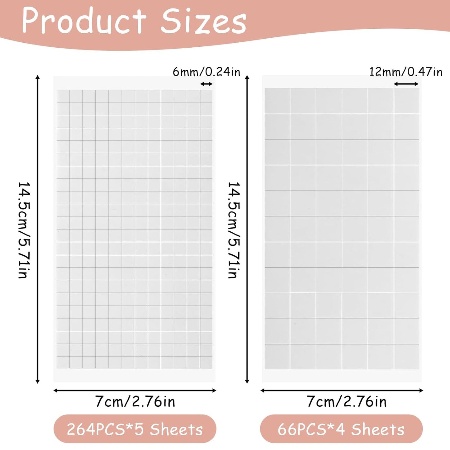 9 Sheets Double Sided Foam Squares for Crafts, 5544 Pcs Total 3D Self Adhesive Foam Squares, 0.47 and 0.24 Inch Precut Square Strips, Double Sided Tape for Scrapbooking DIY Arts Crafts