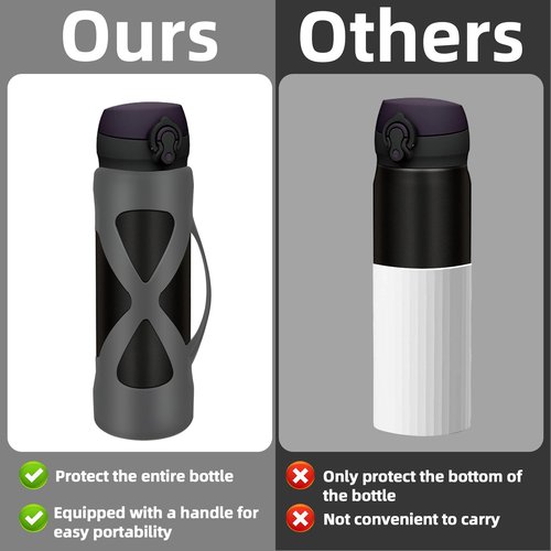 OneNine Silicone Water Bottle Boot for Owala 24oz, Anti-Slip Protective Sleeve, Protective Sleeve Case Compatible with FreeSip Water Bottle Gift for Owala Protector Cover Accessory (Gray)