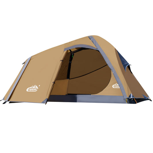 1 Person Backpacking Tent Waterproof Windproof Single Person Tent Lighweight Compact One Person Tent Easy Setup for Camping, Hiking, Mountaineering, Cycling, Biking - Khaki