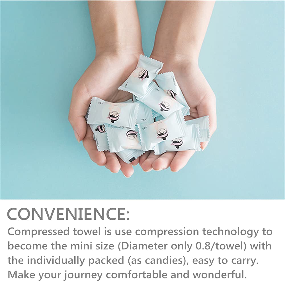 VanFn Disposable Towel, Compressed Towel, Mini Disposable Compressed Washcloth, Cotton Portable Disposable Compressed Towels Perfect for Travel, Home & Outdoor Activities, Nacai Series (50)