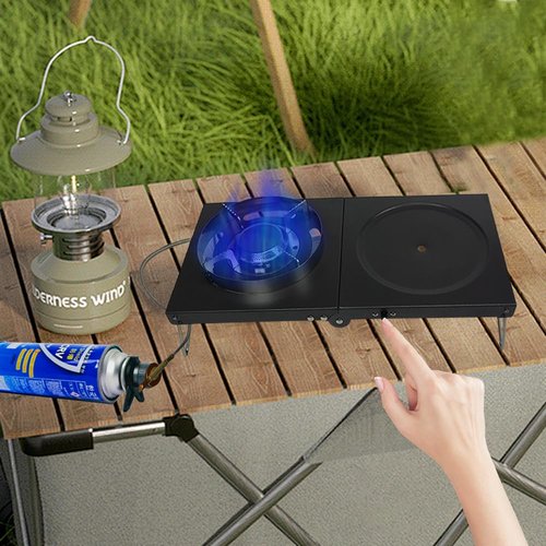 Portable Camping Gas Stove 4800W, Foldable Camp Stove Backpacking Stove with Piezo Ignition for Outdoor Backpacking Hiking and Picnic