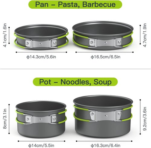 Lixada Camping Cookware Set,11PCS Camping Cookware Mess Kit with Non-Stick Lightweight Pot Pan Bowls Set for Outdoor Camping Backpacking Outdoor Picnic