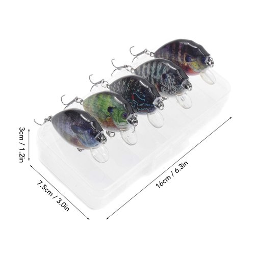 YIWENG Fishing Lure, 5PCS Fishing Lures 6cm 15g Mini Wobbler Fishing Lure Artificial Hard Bait Crankbait with Tackle Box for Fish Bass Fishing Tackle