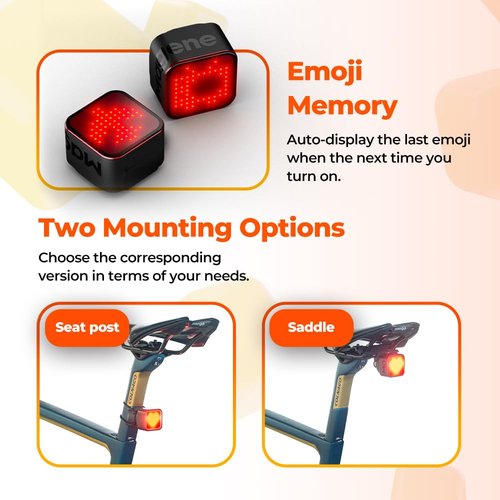 Magene L308 Smart Tail Light for Bike, Highly Customizable Intelligent Expression Bluetooth Lightweight Bicycle Tail Light Without Charging Cable，96 COB LED Lights IPX6 Waterproof