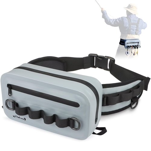 Dovesun Waterproof Fishing Fanny Pack for Men 3.3L Fly Fishing Bag Chest Pack with Airtight Zipper Grey