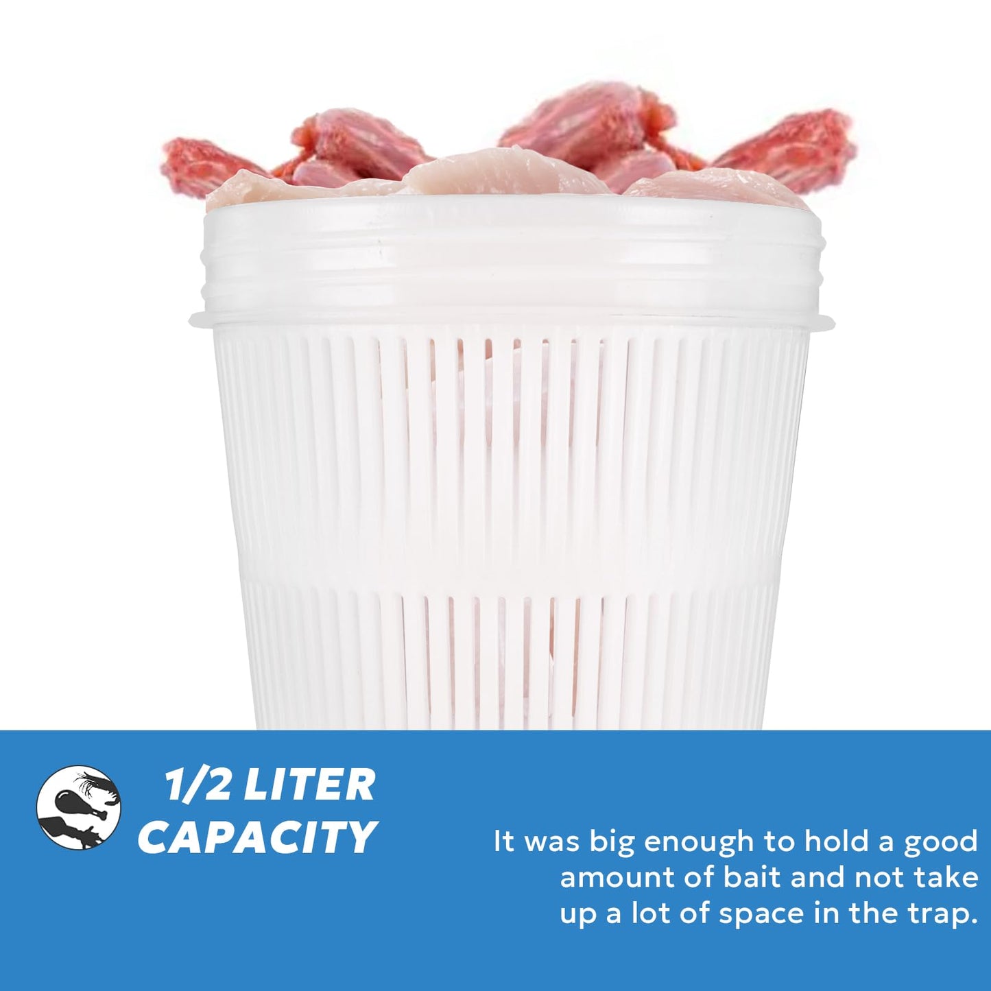 A1FISHER Plastic Vented Bait Jar Cup 1/2 Liter with Lid, White,3 Packs