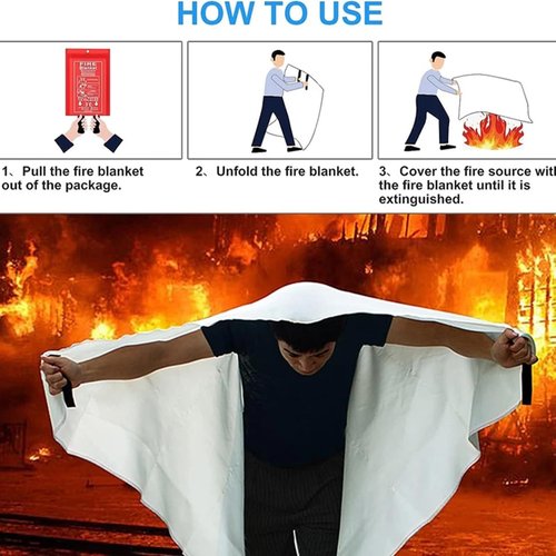 Yowpey 3pcs 39 in X 39 in Emergency Fire Blanket Fiberglass Fire Retardant Blankets Fire Blanket Fire Suppression Blanket for Kitchen for Home School Fireplace Grill Car Office Warehouse