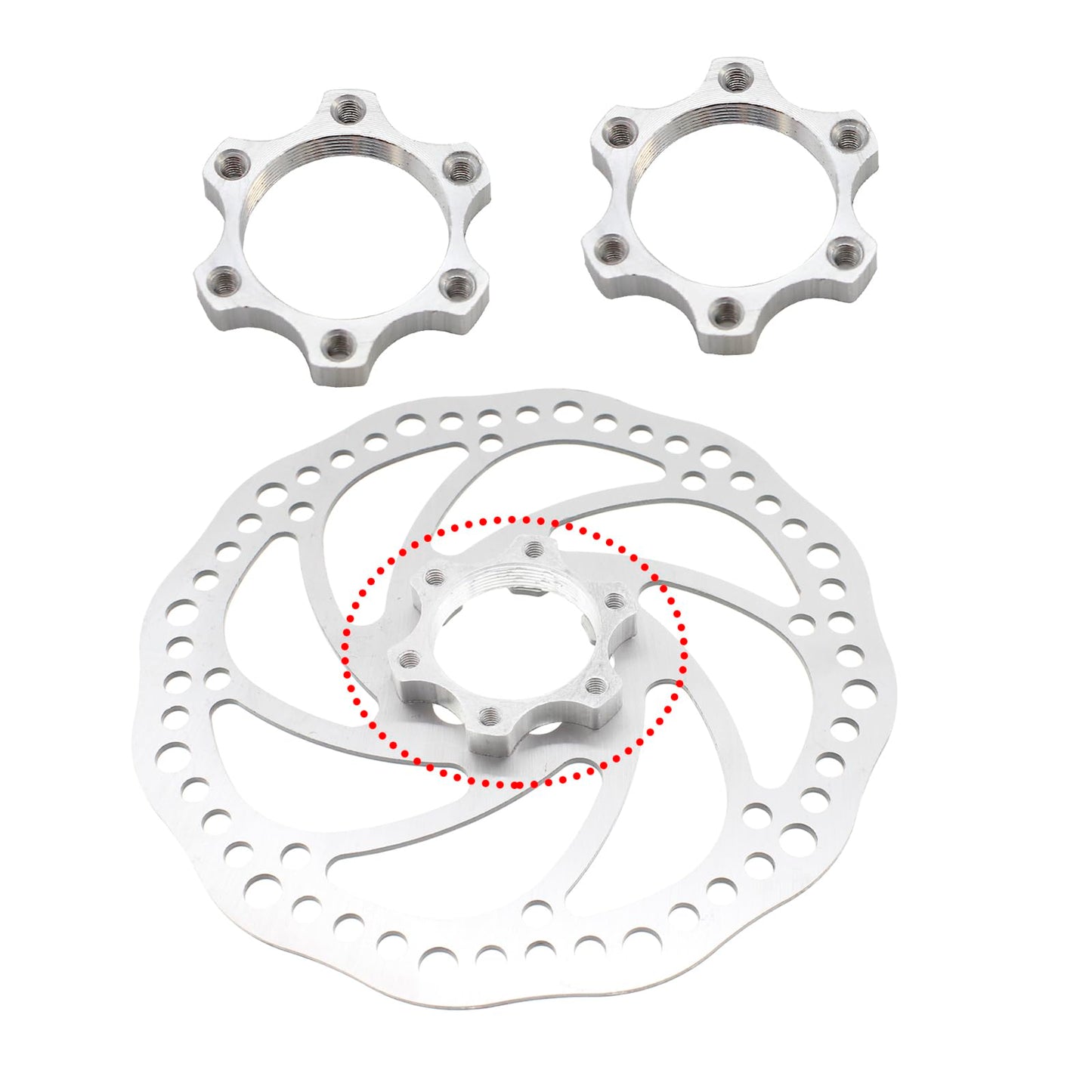 Generic 2 Pcs Bike Bicycle Freewheel Threaded Hubs Disk Disc Brake Rotor Aluminium Alloy 6 Bolt Flange Adapter Hub Conversion Adapter 44mm/1.73 Inch Cycling Accessories, silvery, zxcdslw001