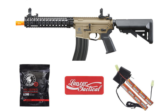 Lancer Tactical Gen 2 Raider Durable M4 Airsoft Gun w/Steel Front Rail, Grip & High Speed Mid Mag- 9.6v Nimh 1600 mAh Battery, Charger, and 1000 Rounds 0.20g BBS Included (Two-Tone)
