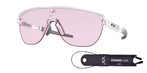 Oakley OO9248 924806 42MM Matte Clear/Prizm Low Light Shield Sunglasses for Men + Bundle Accessory Leash Kit, Microfiber Pouch
