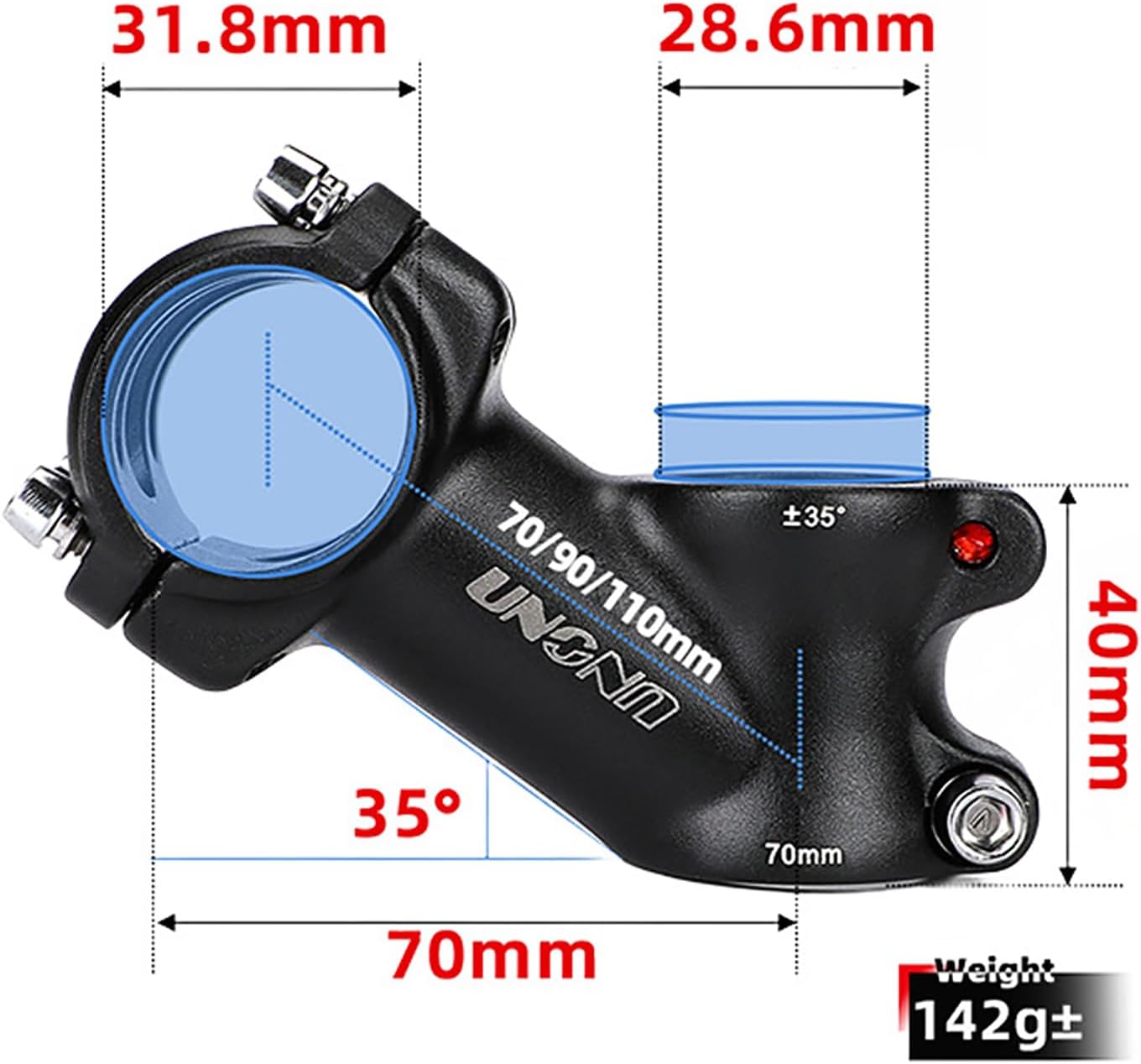 FOMTOR 25.4 stem 60mm 90mm 110mm 35 Degree Bike Handlebar Stem Riser MTB Stem for Mountain Bike Road Bike BMX MTB