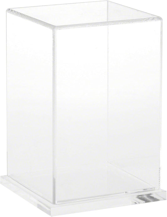 Plymor Clear Acrylic Display Case with Hardwood Base, 4" W x 4" D x 6" H