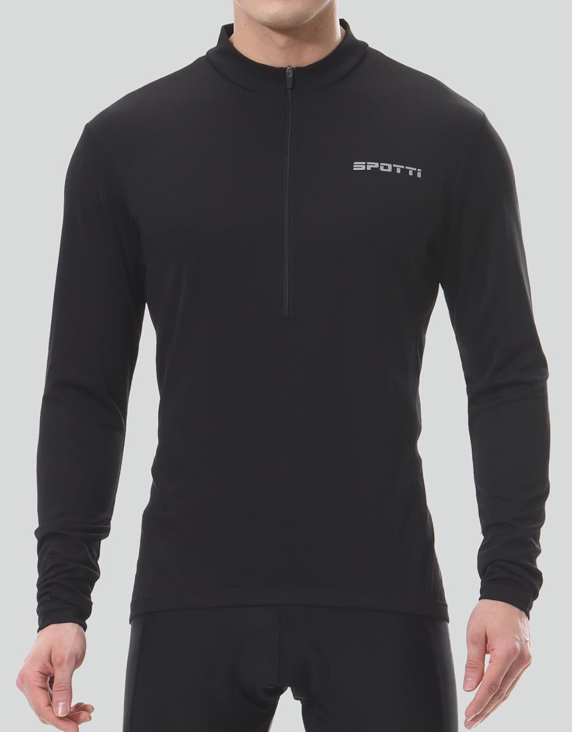 Spotti Men's Cycling Bike Jersey Long Sleeve with 3 Rear Pockets - Moisture Wicking, Breathable, Quick Dry Biking Shirt