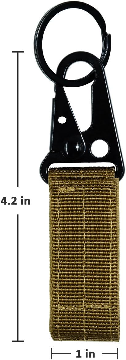 FAIRWIN Tactical Gear Clip, Nylon Key Ring Holder or Belt Keeper Military Utility Hanger Carabiner Molle Hook, Black, Tan, Green
