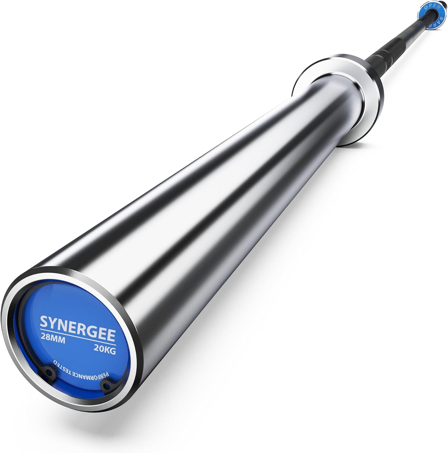 Synergee Open 15kg and 20kg Black Phosphate and Chrome Olympic Barbell. Rated 1000lbs for Weightlifting and Powerlifting.