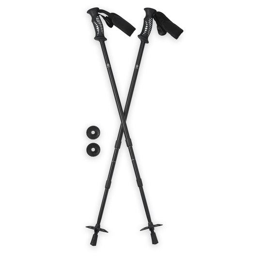 Gaiam Trekking Poles (Pair, Black), Lightweight 7075 Aluminum Hiking Support Walking Stick, Comfort-Grip Handles, All-Terrain Baskets & Styles Included, Camping & Hiking Essentials
