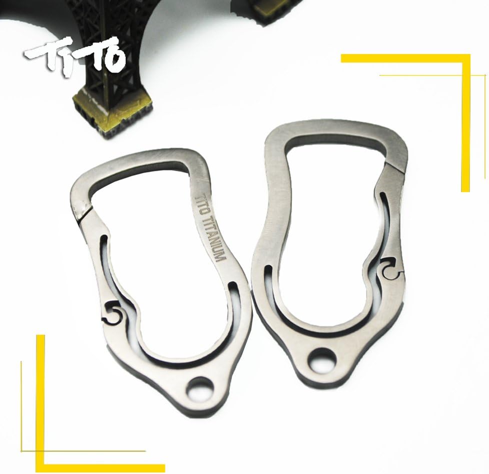 TiTo Titanium Gr5 Carabiner Key Ring Buckle Quickdraw Hook Key Chain Camping Hiking Backpack EDC Tool (colorful)