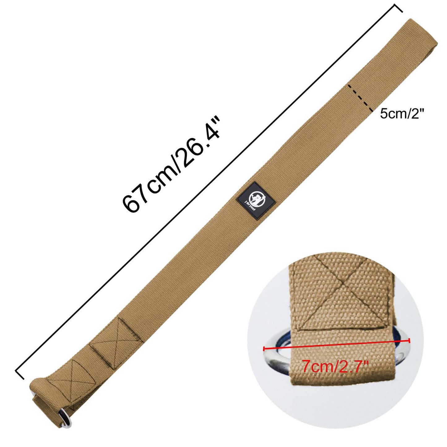 J Bryant Arm Wrestling Training Strap Belt Hand Grip- Ideal for Wrist Forearm and Biceps Workouts Multifunctional Home Gym Fitness Equipment Compatible with 1 inch and 2 inches Barbell Plates (Khaki)