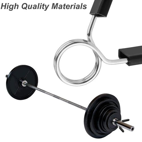 PEUTIER 4pcs Barbell Clamps, 1in & 2in Tight Spring Collar Bar Clips Versatile Dumbbell Barbell Handle Locking Clip Stainless Steel Weight Clips Gym Accessory for Strength Training