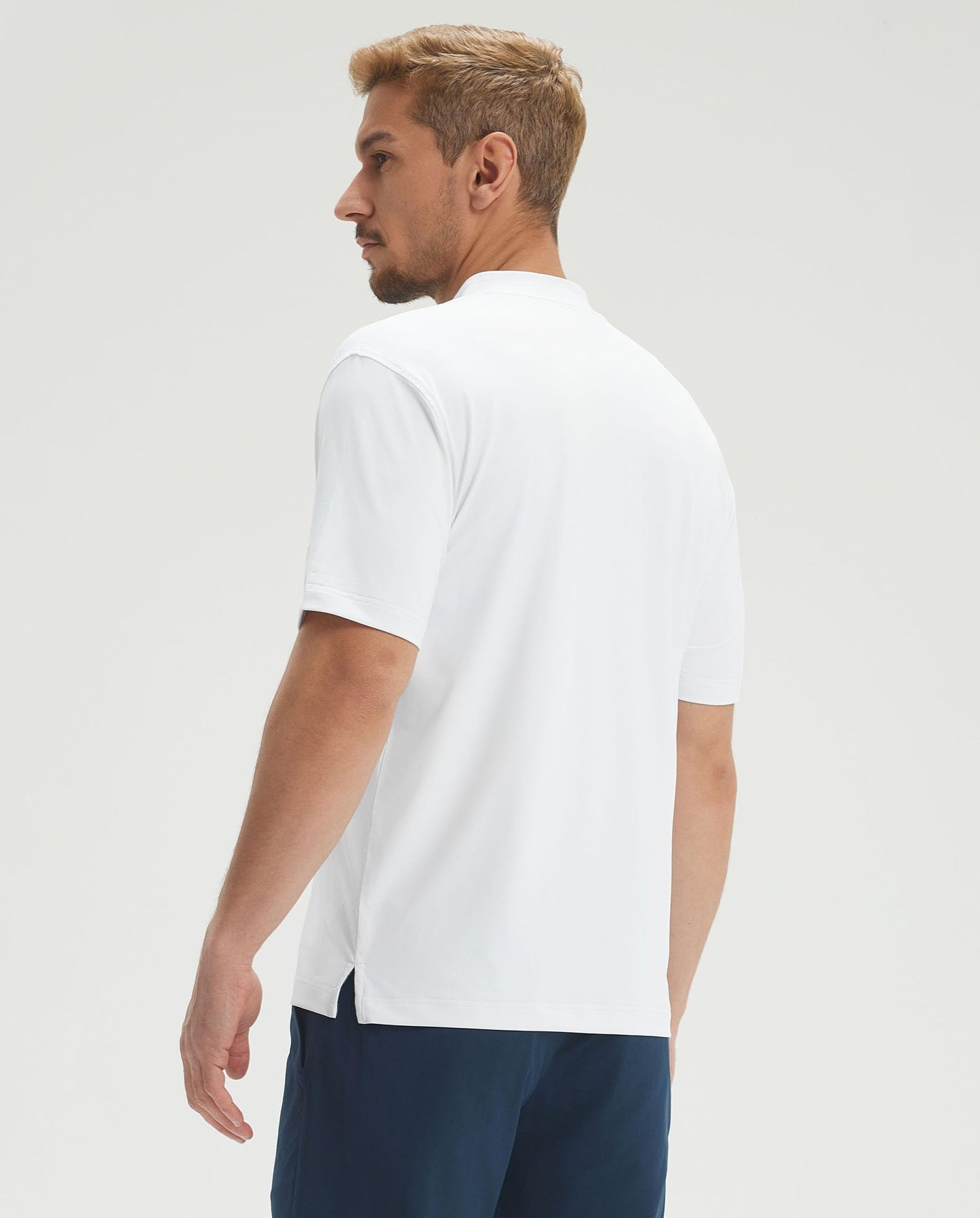 M MAELREG Henley Shirts for Men Lightweight Dry Fit Breathable Performance Athletic Collarless Mens Golf Shirt White