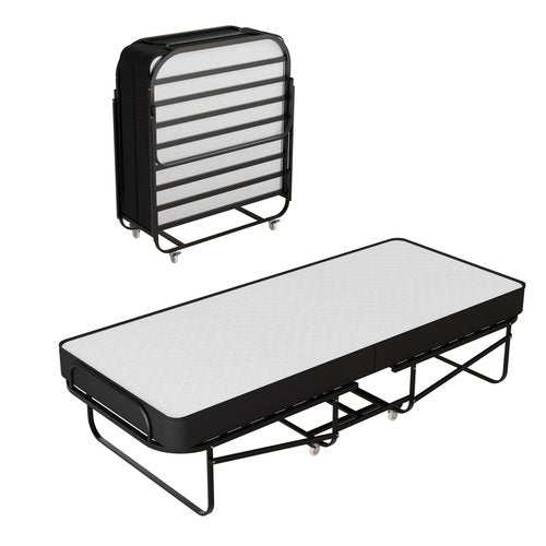 Mattress Solution, 16-Inch Rollaway Folding Cot Bed with 5" Memory Foam Mattresses, Sturdy Metal Folding Frame, Fully Assembled, Great for Adults and Kids, 30-Inch, White