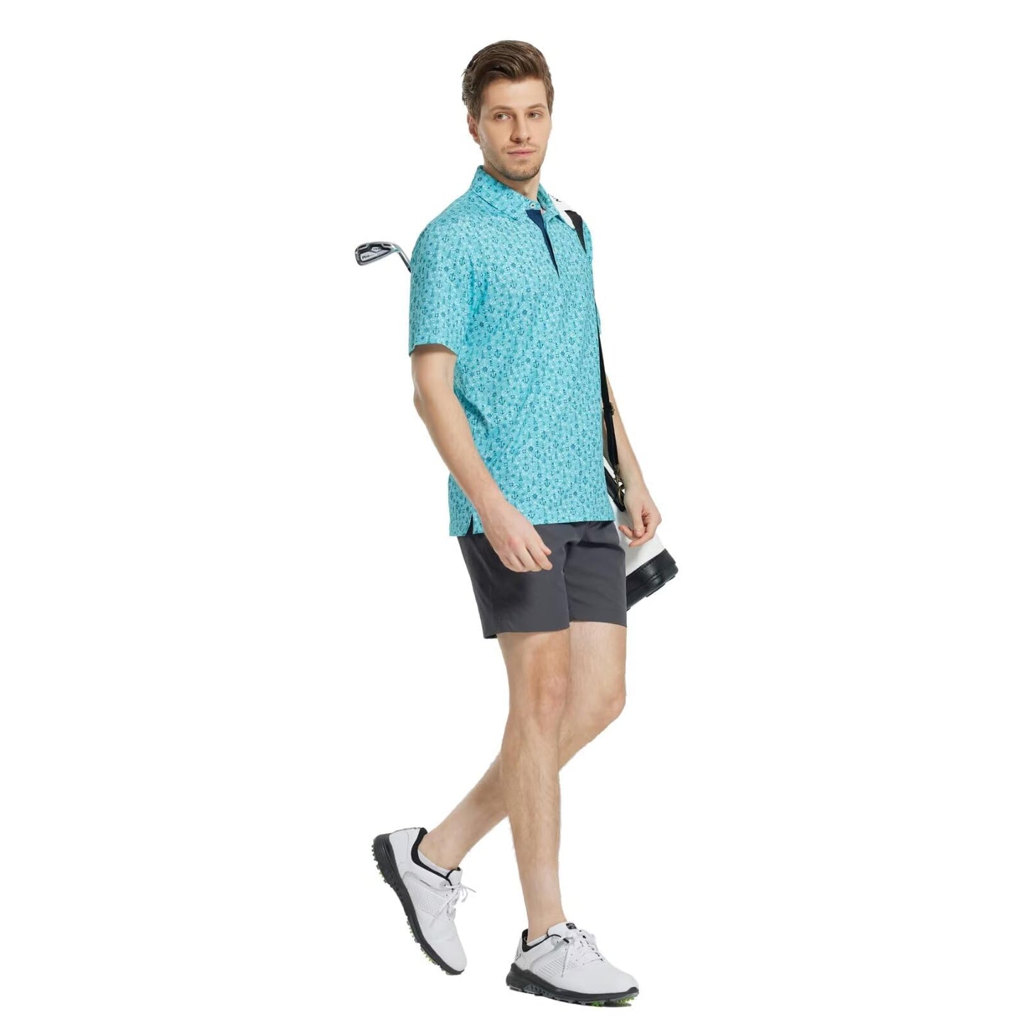 M MAELREG Golf Shirts for Men Dry Fit Print Patterns Performance Moisture Wicking Mens Polo Shirts Short Sleeve