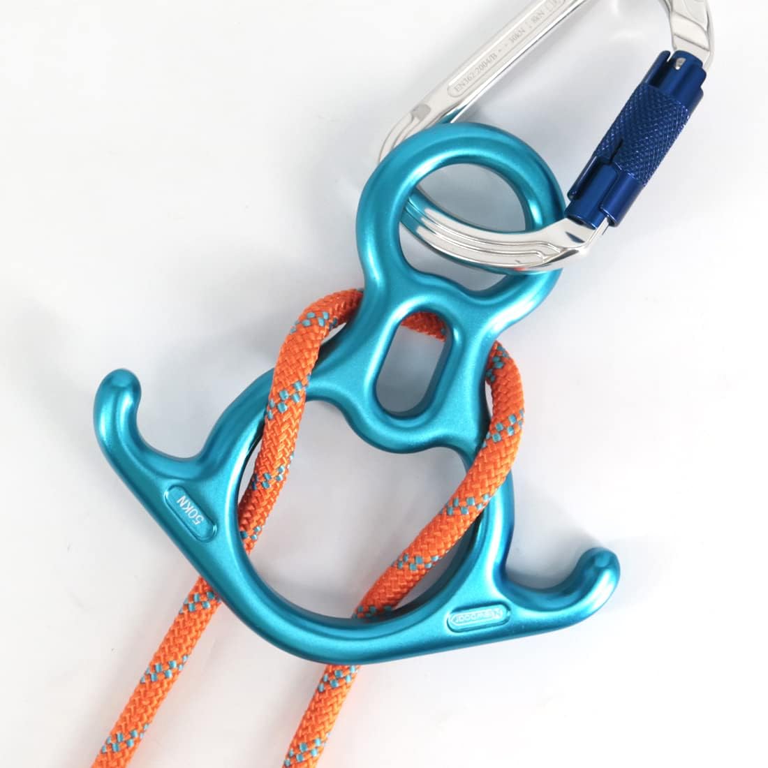 NewDoar 50KN 11000 LBF Rescue Figure,8 Descender Large Bent-Ear Belaying and Rappelling Gear Belay Device for Rock Climbing, Aerial Dance,Ziplining and Peak Rescue 7075 Aluminum Alloy