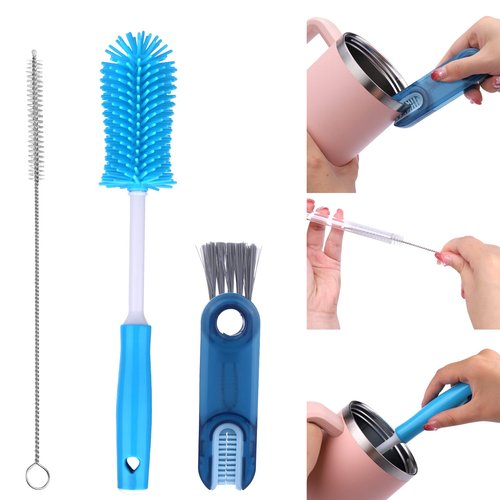 XANGNIER 3 Pack Water Bottle Cleaner Brush Kit-Cleaning Set for Sports Water Bottle, Baby Bottles, Tumbler Cup Bottle Cleaner Brush