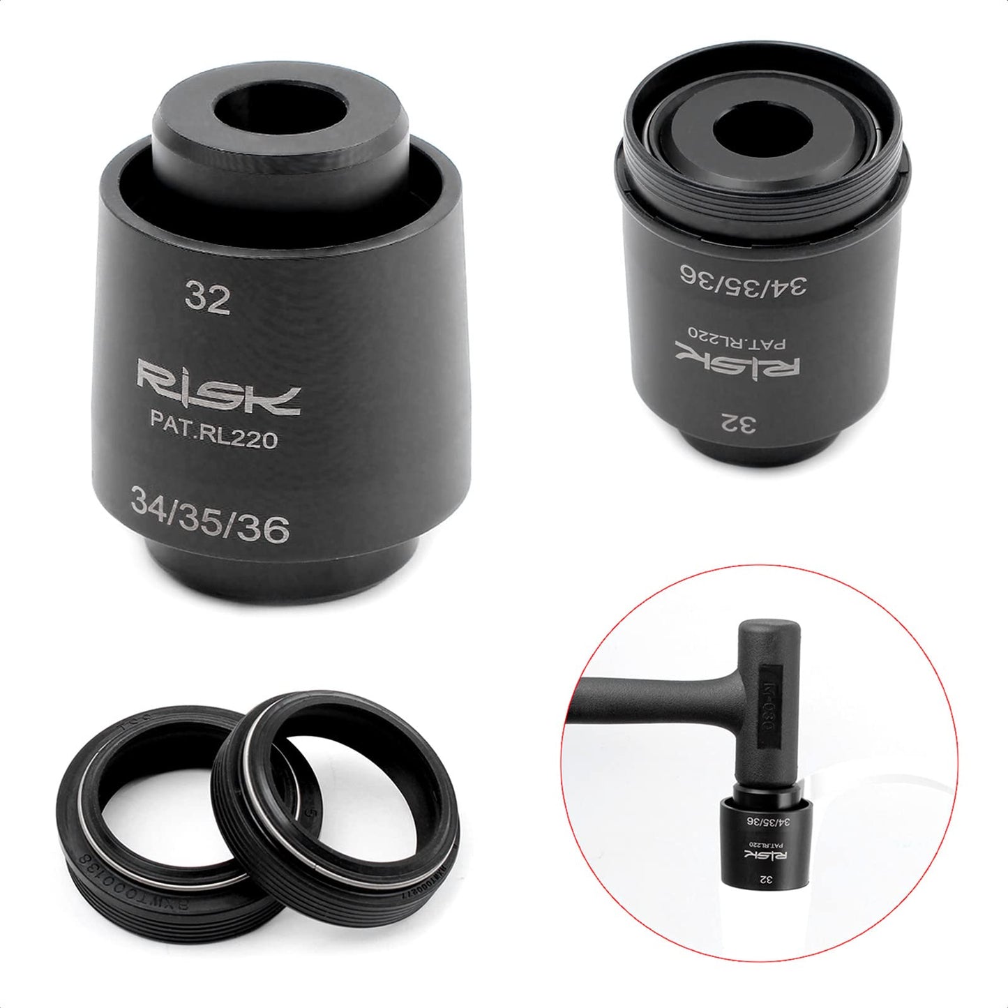 KIEVODE 4 in 1 Dust Seal Installation Tool for Bike Suspension Forks - Bicycle Fork Dust Seal Driver Wiper Installation Tool Guide for 32mm 34mm 35mm 36mm Fox Rockshox and More