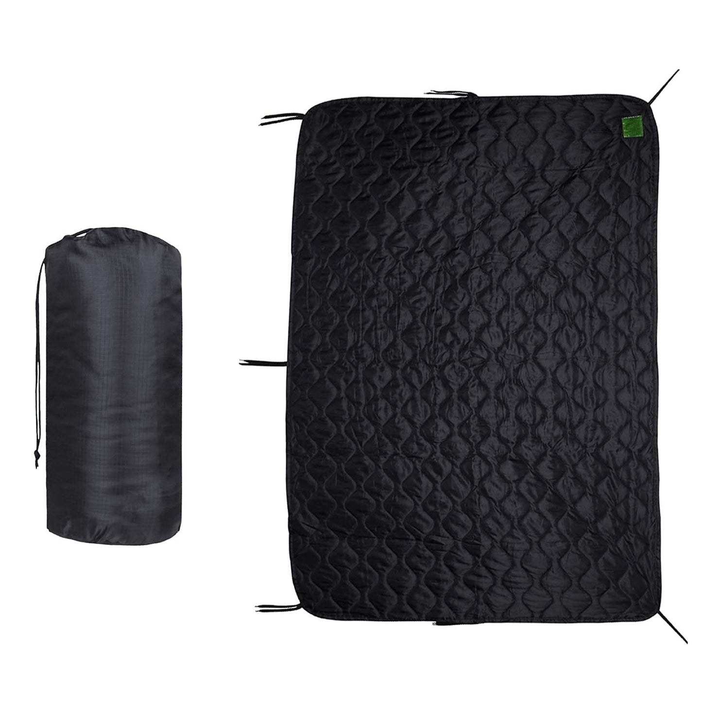 Military Woobie Blanket Thermal Insulated Poncho Liner Camping with Drawstring Carry Bag,Waterproof for Outdoor,Hiking (Black)
