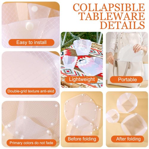 OULIGET Collapsible Bowl Plate Cup Set of 3,Portable Camping Tableware,Snapfold Plastic Plate,Food Grade Material Free Folding Plates for Outdoor Camping Hiking Family Picnic Gatherings Business.