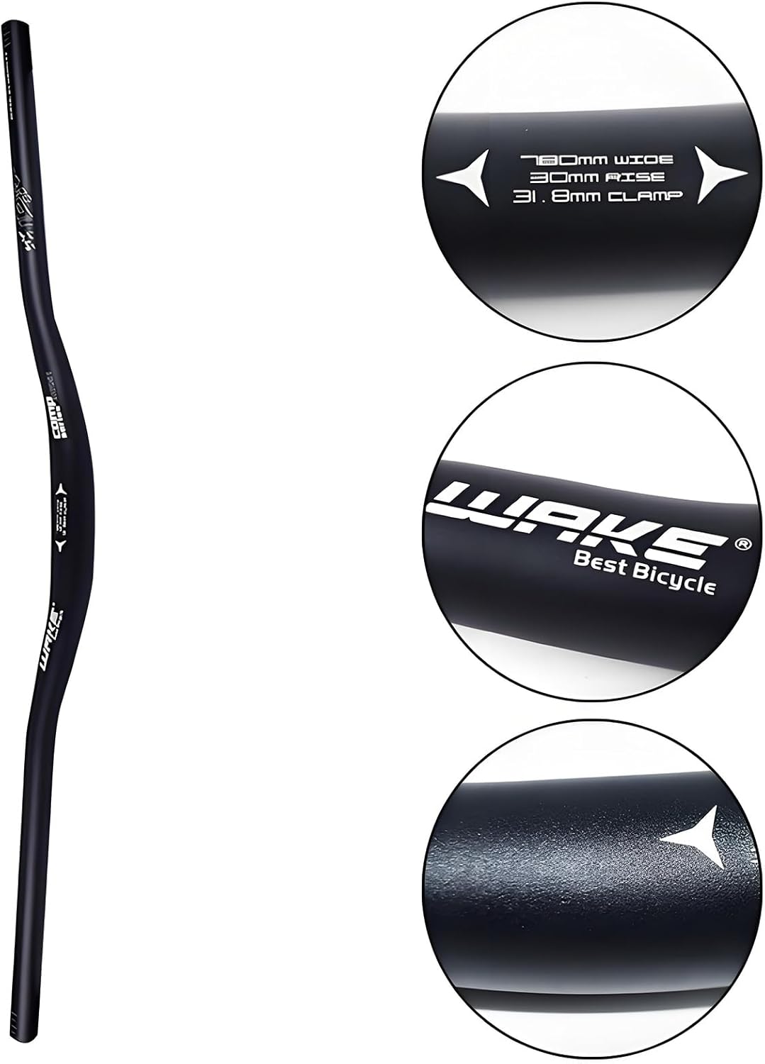 Wake Bicycle Handlebars 31.8 mm Mountain Bike Handlebar 720mm/780mm Aluminium Alloy MTB Handlebar Bicycle Riser Bars Extra Long Bicycle Handlebars for Downhill Cycling Racing